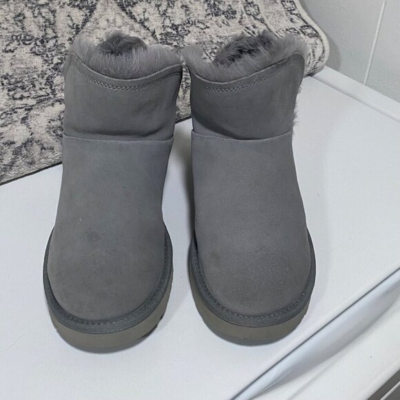 UGG Women's Classic Mini Fluff High-Low Boot in Gray-Blue Size 9 - Picture 4 of 8